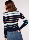 Decorative Button Stripe Jumper, Navy, large