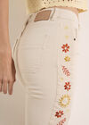 Lulu Floral Embroidered Flare Jeans, Cream, large