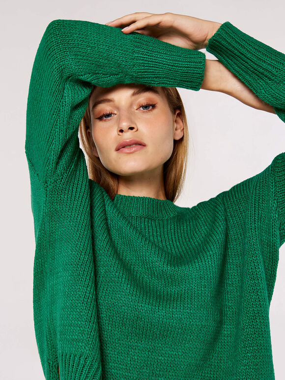 High Low Oversize Jumper, Green, large