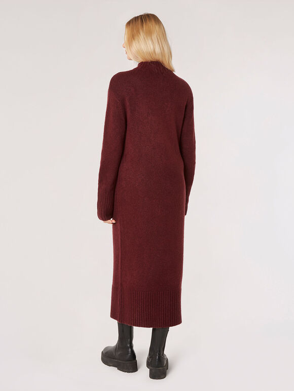 Chunky Knit Midi Dress, Burgundy, large