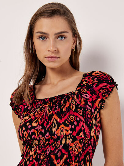 Colourful Ikat Milkmaid Mini Dress