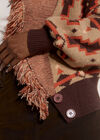 Soft Boho Geo Fringe Cardigan, Brown, large