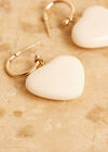 Gold Tone Heart Hoop Earrings, White, large