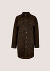 Leopard Denim Shacket Mini Dress, Brown, large