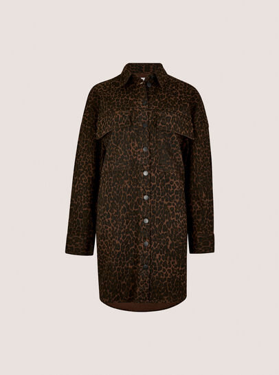Leopard Denim Shacket Mini Dress
