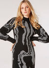 Metallic Swirl Jumper Mini Dress, Black, large