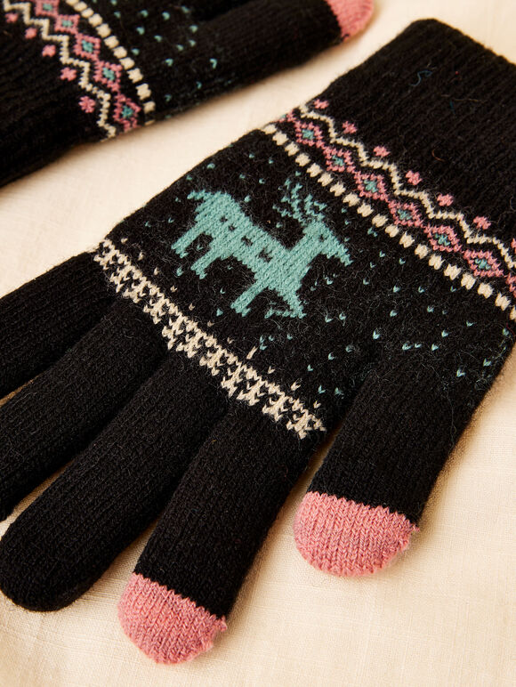 Gants tricotés Fair Isle de renne, variés, grand