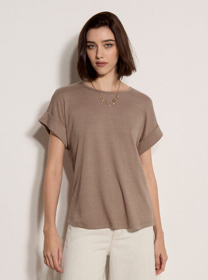 Button Back Textured T-Shirt