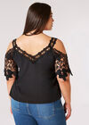 Curve Lace Cold Shoulder Top, Black, large