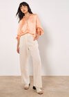 Soft Satin Shirt, Peach, large