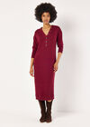 Ribbed Knit Midi Dress, Burgundy, large
