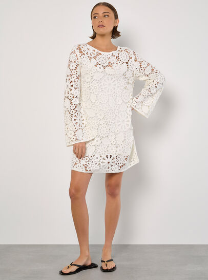Floral Crochet Shift Mini Dress
