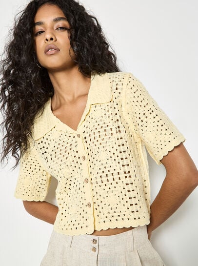 Floral Cotton Crochet Cardigan