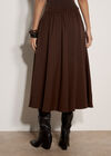 Brushed Twill A-Line Midi Skirt, Brown, large