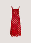 Linen Polka Dot Midi Dress, Red, large