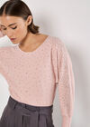 Batwing Sleeve Studded Jumper, Pink, large