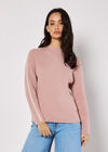 Blanket Stitch Ribbed Jumper, Pink, large