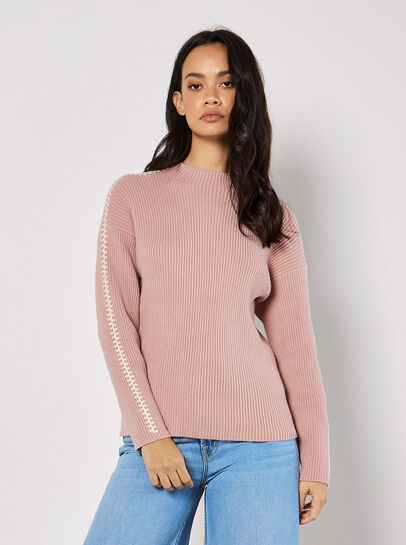 Blanket Stitch Ribbed Jumper