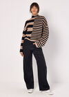 Mixed Stripe Ottoman Rib Knit Jumper, Black, large