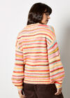 Multicoloured Stripe Soft Jumper, Red, large
