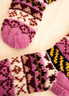 Hand-Knitted Long Stripe Socks, Pink, large
