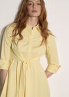 Cotton Stripe Shirt Mini Dress, Yellow, large