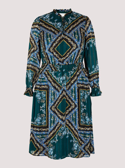 Curve Patchwork Scarf Midi Dress