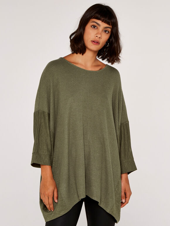 Waffle Slub Top, Khaki, large