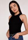 Ribbed Jersey Tank Top, Black, large
