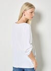 Waffle Knit Button Detail Top, White, large