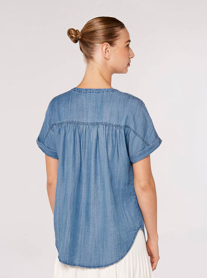 Denim Button Through Tee
