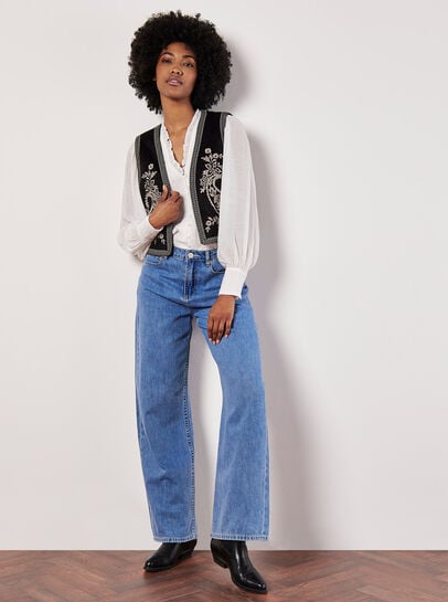 Ruffle Neck Textured Blouse