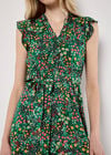 Ditsy Floral Ruffle Mini Dress, Green, large