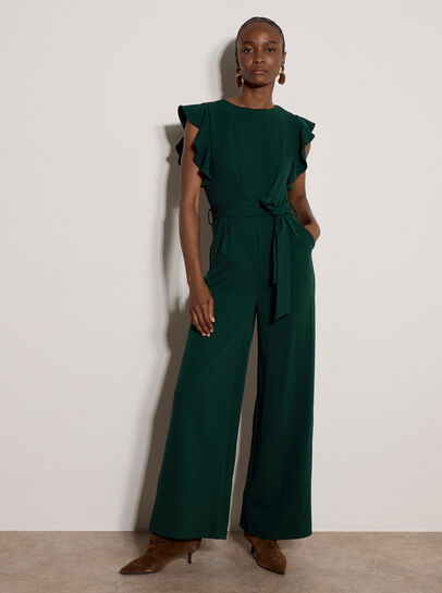 Ruffle Sleeve Jersey Jumpsuit