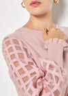 Contrast Organza Sleeves Jumper, Pink, large