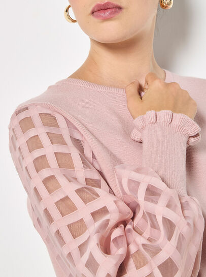 Contrast Organza Sleeves Jumper