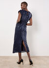 Chevron Sequin Midi Dress, Navy, large