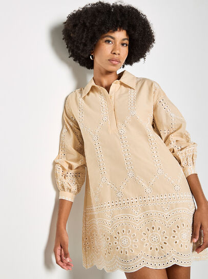 Broderie Anglaise Cotton Swing Mini Dress