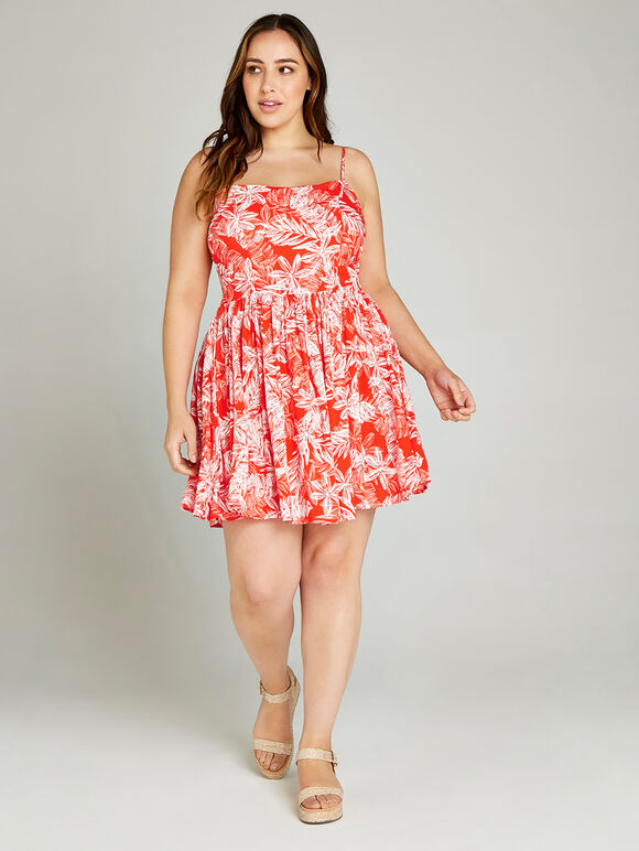 Sketched Palm Lapis Cami Dress +, Orange, large