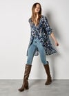 Paintbrush Floral Tunic Shirt, Navy, large