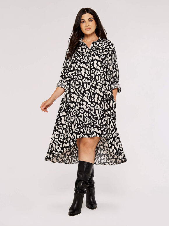 Curve Cheetah Shirt Dress, Stone, large