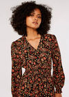 Ditsy Floral Paisley Midi Dress, Black, large