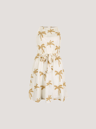 Embroidered Palms Mini Dress