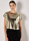 Foil Cropped T-Shirt, Yellow, large