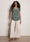 Ditsy Floral Print Top, Green, large
