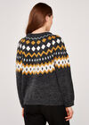 Fairisle-Pullover, Grau, groß