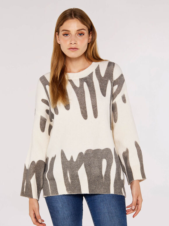 Graffiti Jumper, Cream, large