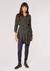 Textured Print Hanky Hem Mini Dress, Green, large
