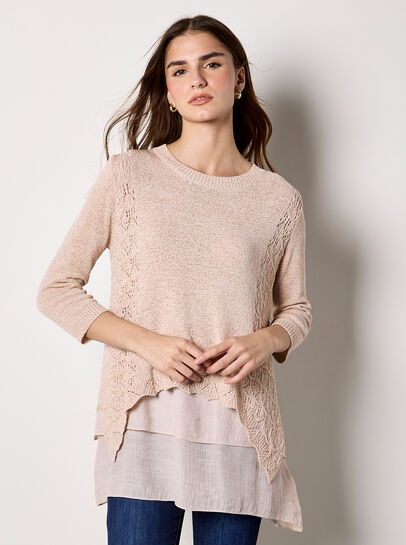 Shimmer Mesh Layered Tunic Top