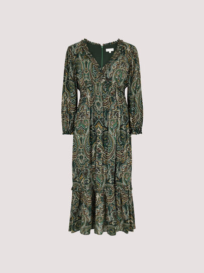 Paisley Ruffle Midaxi Dress